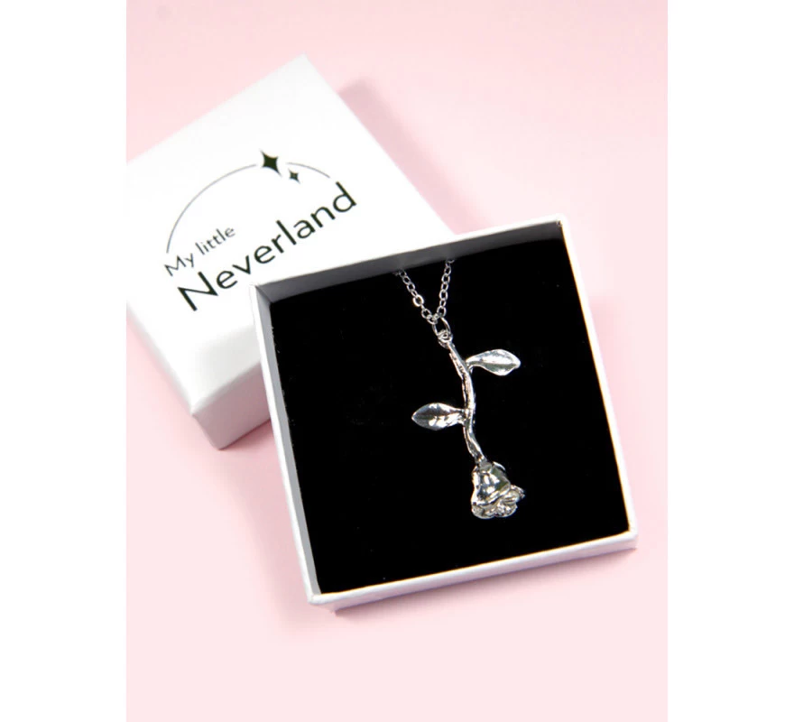 Disney Colgante La Bella Y La Bestia Rosa Encantada Plateada 3 Disney Colgante La Bella Y La Bestia Rosa Encantada Plateada