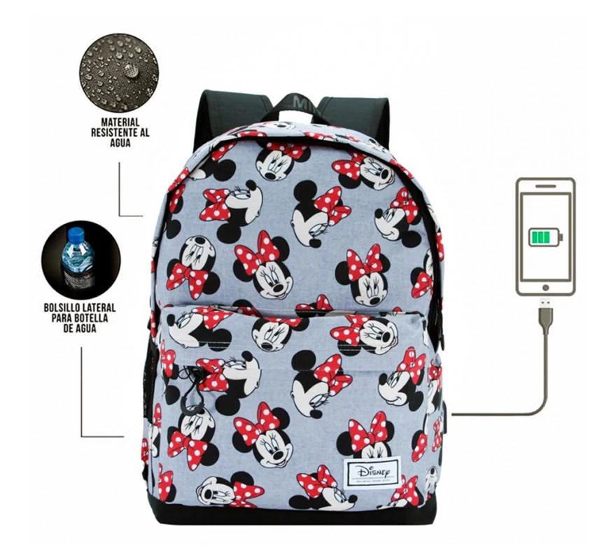 Mochila Minnie Mouse Disney Grey 5 Mochila Minnie Mouse Disney Grey - Imagen 3
