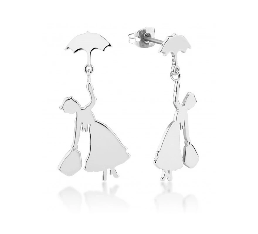 Pendientes Oro Blanco Silueta Mary Poppins Disney 3 Pendientes Oro Blanco Silueta Mary Poppins Disney
