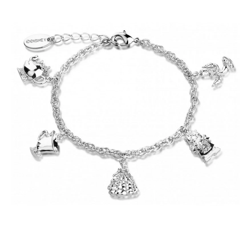 Pulsera Oro Blanco Bella Y Bestia Disney Personajes 3 Pulsera Oro Blanco Bella Y Bestia Disney Personajes